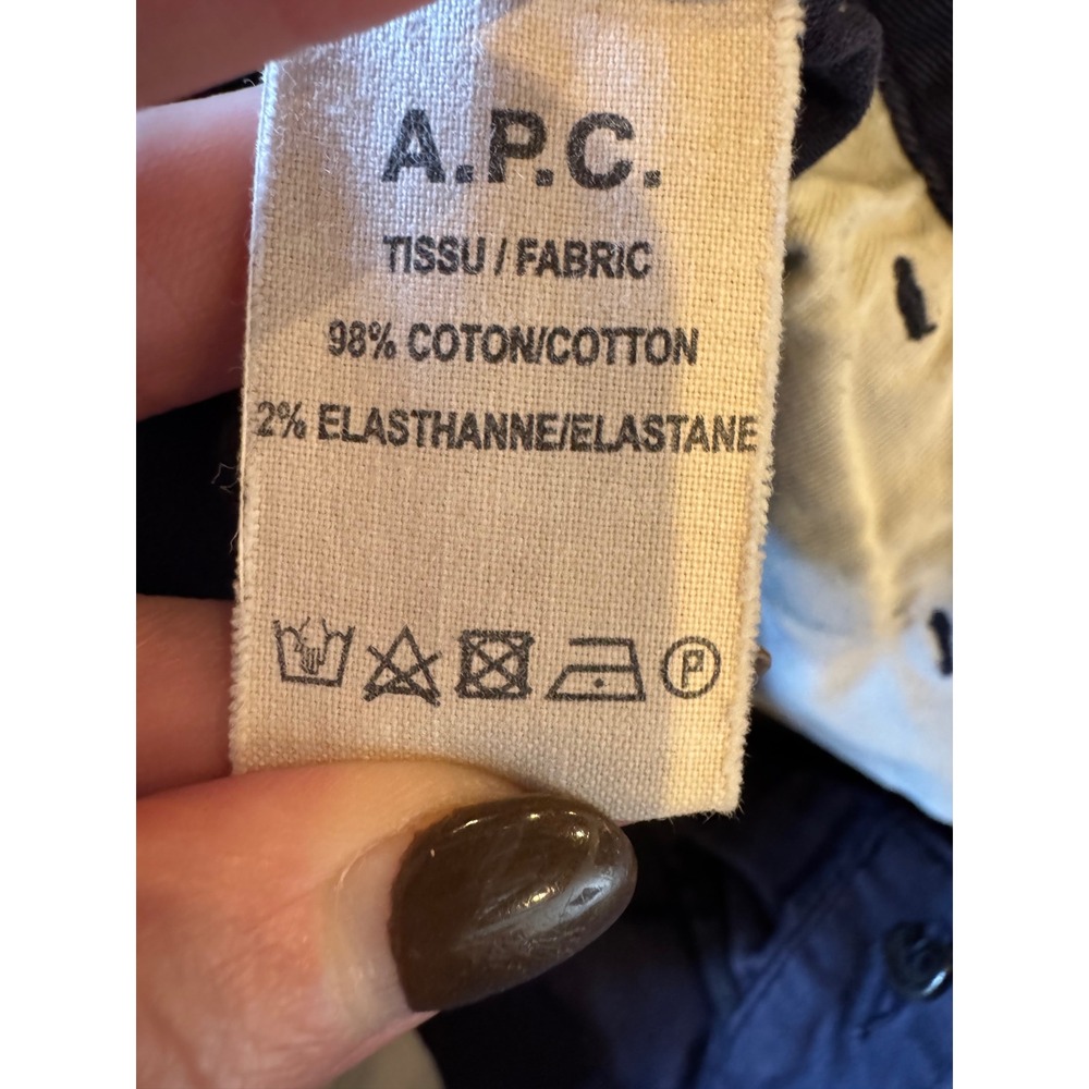 APC Pants Women XL Blue Cotton Straight Leg Casual Trousers Preppy Luxury Career - Picture 9 of 9